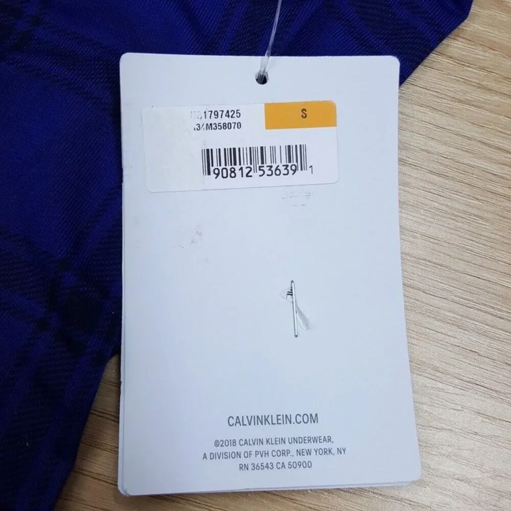 CALVIN KLEIN Boxer Briefs Mens Small Blue Check Ultra Soft Modal Stretch